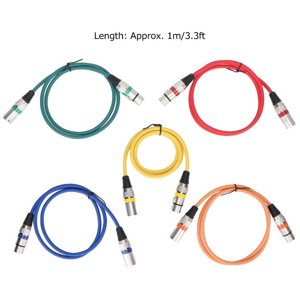 5PCS XLR Male to Female XLR to XLR Microphone Cable 3 Pin Color Coded Mic Patch Cord for Mic Mixer