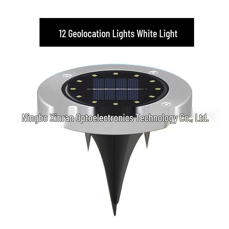 Solar Edelstahl 8-LED Bodeneinbauleuchte für Rasen- & Hofdekoration