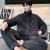 Men's Thick Coral Fleece Zipper Pajama Set - Warm Casual Wear for Autumn/Winter