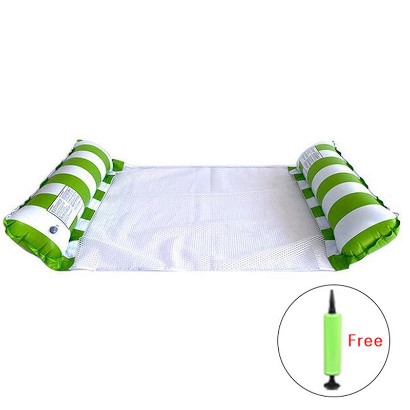 Foldable Floating Water Hammock with Inflator Float Lounger Inflatable Pool Mat Floating Bed Chair Swimming Air Mattress Pool