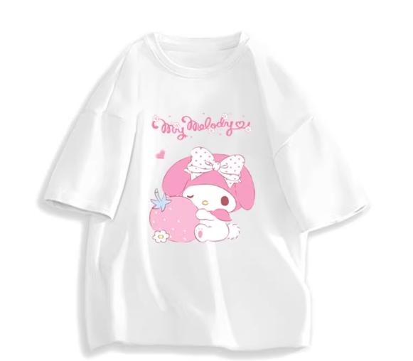 2026 New Fashion RoundNeck ShortSleeve TShirt Spring Summer Sanrio My Melody Women TShirt Unisex Trendy Cute Top Clothing