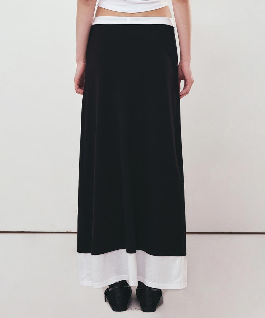 Nigaennikol Double Layered Long Skirt_Black
