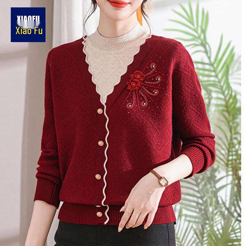 Women's Velvet Lined Mid-Aged Sweater