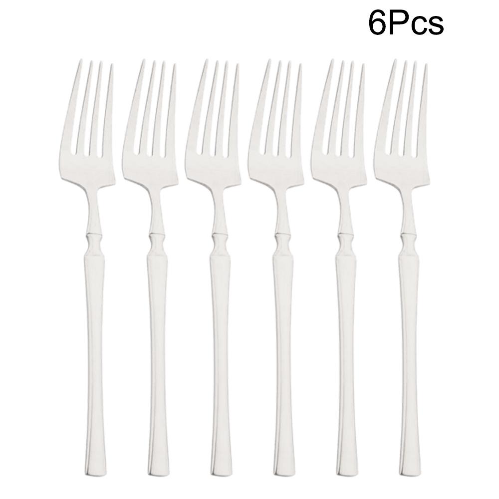 6Pcs Mirror Dinner Forks Cutlery Blakc Stainless Steel Fork Flatware Kitchen Silverware Western Dinnerware Restaurant Fork Set