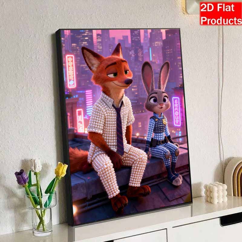 Disney DIY Pearl Painting Nick and Judy Illustrations Decorative Paintings Creative Ornaments Friends Gifts Desktop Ornaments Home Decoration