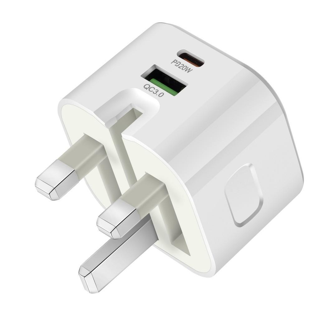 Pd20w British Standard Charger Qc3.0 Foldable Plug Charger Head For Apple Samsung Phones