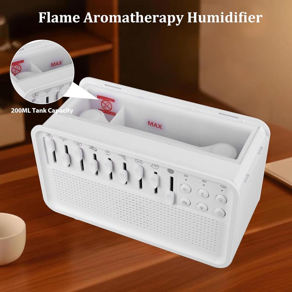 LED White Noise Speaker with 8 Nature Sound Portable BT Speaker Auto-Off Aroma Diffuser Sleep Aid Night Light Humidifier Machine
