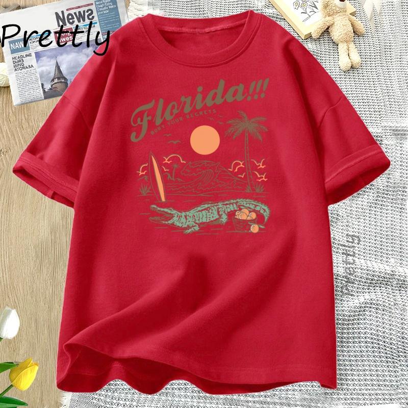 

Florida Summer Vacation TShirt Women Girls Trip T Shirt Casual Loose Cotton Short Sleeve Tshirt Trendy High Quality Clothing S