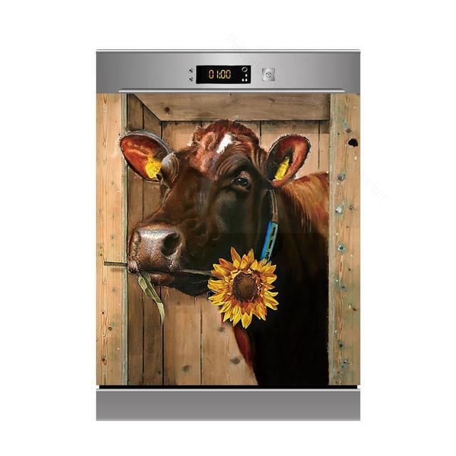 3D kreative handgezeichnete lustige Tiere Kunst Design selbstklebende Kühlschrank Spülmaschine Tür Aufkleber Tapete Wandaufkleber Küche