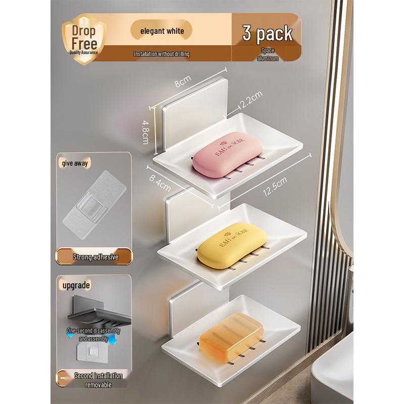 Gun Gray Aluminum Wall-Mounted Soap Dish - Creative, Punch-Free Draining Holder for Bathroom Storage