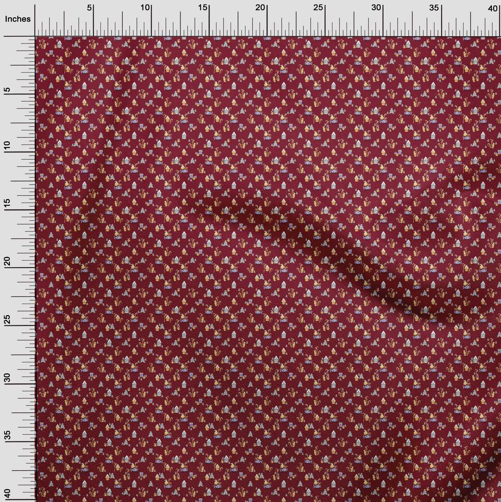 oneOone Cotton Flex Maroon Fabric Christmas Quilting Supplies Print Sewing Fabric By The Yard 40 Inch