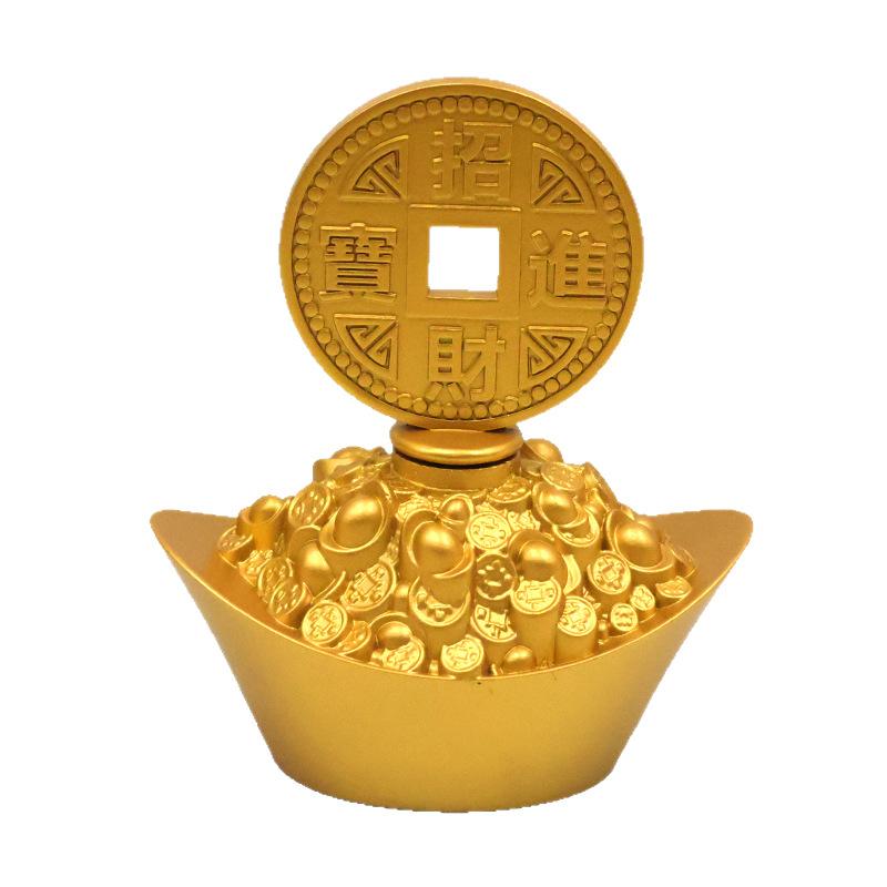 Eight Directions Wealth Rotating Coin Yuanbao Creative Desktop Ornament Rotatable Stress Relief Artifact Personalized Craft