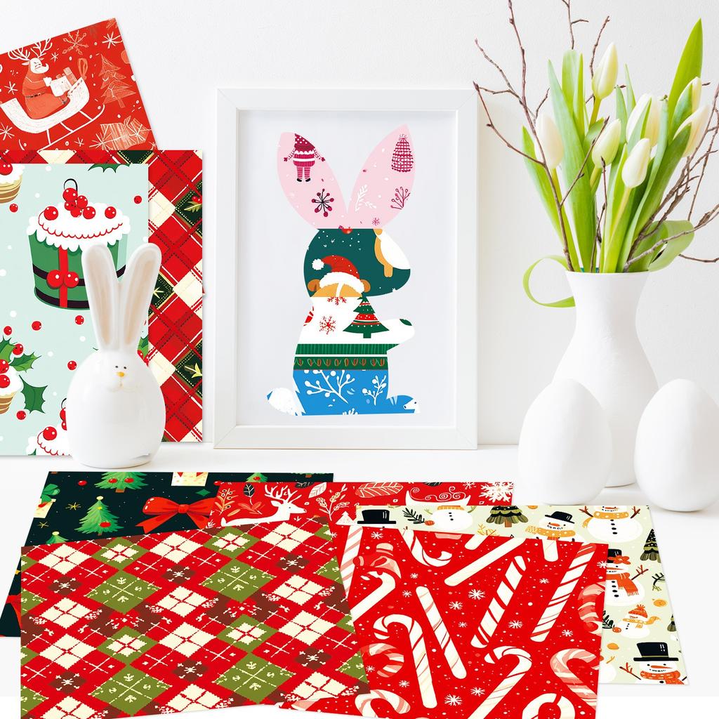 Christmas Patterned Paper Set, Decorative Paper For Card Making, Crafting, Scrapbooking, Decoration12pcs
