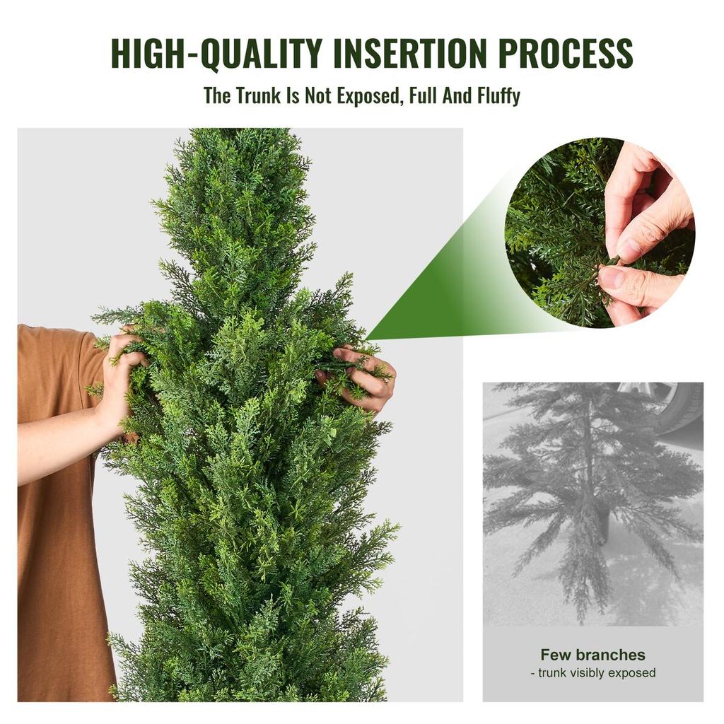 2 Pack 5' Artificial Cedar Topiary Tree Faux Plant UV Decor In/Outdoor