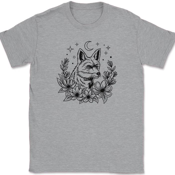 

Fox in Flowers T-Shirt Funny Beautiful Animal Graphic Tee Gift Trendy Humor 4XL