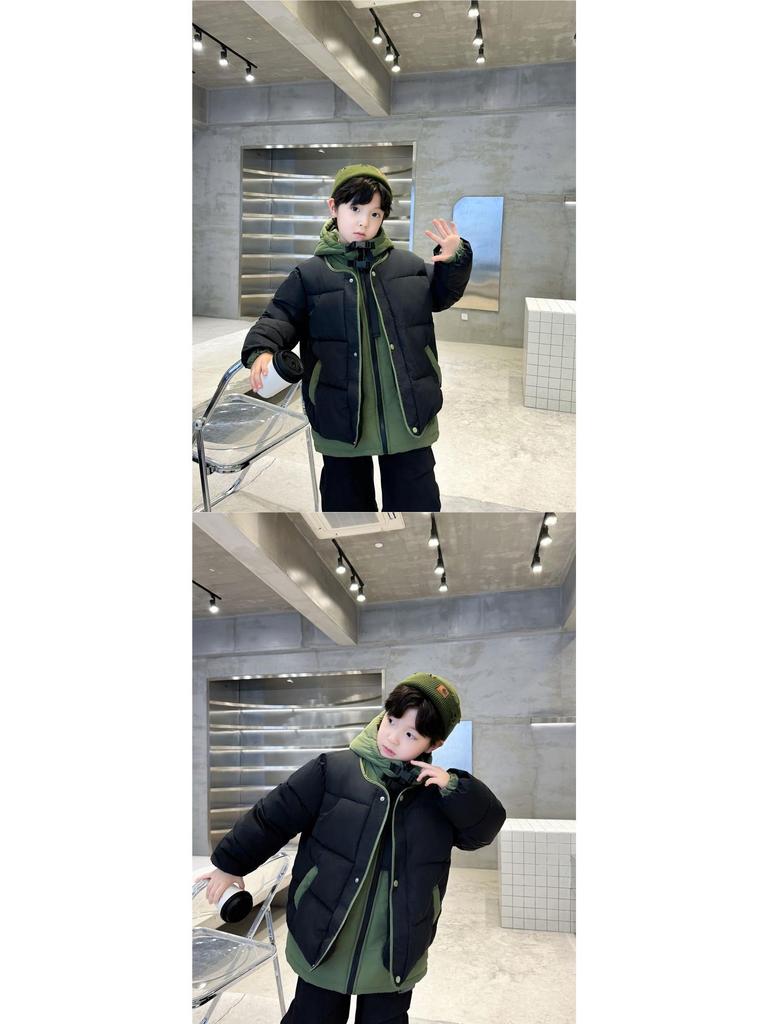 Boys' 2025 Fleece-Lined Winter Coat: Trendy, Thick & Warm for Middle & Big Kids