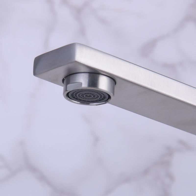 Creative Square Flat Tube Kitchen Faucet Household 304stainless Steel Sink Hot and Cold Water Tank Faucet Drawing Process Faucet