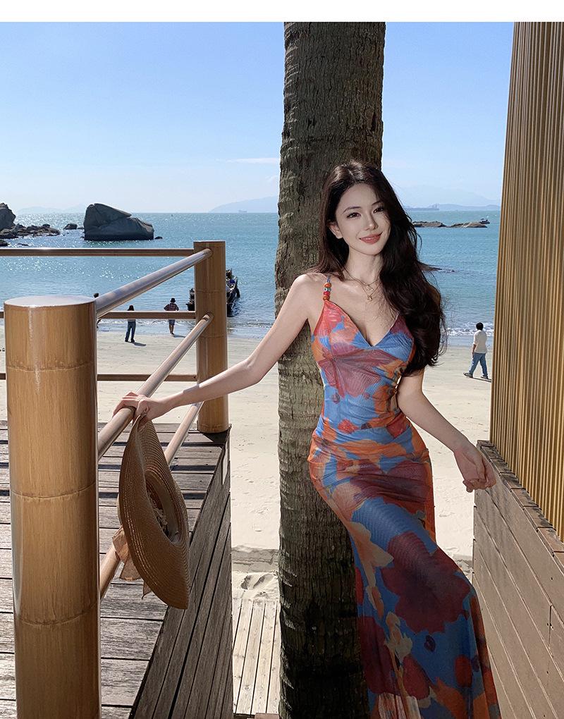 In-Stock Pure Bohemian Backless Slim-Fit Camisole Dress for Women - Seaside Vacation Beachwear