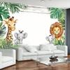 2D Watercolor Jungle Animals Background for Birthday & Nursery Decor