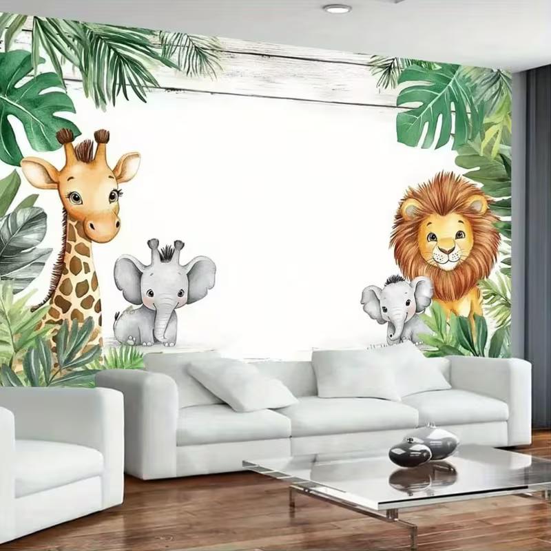 2D Watercolor Jungle Animals Background for Birthday & Nursery Decor