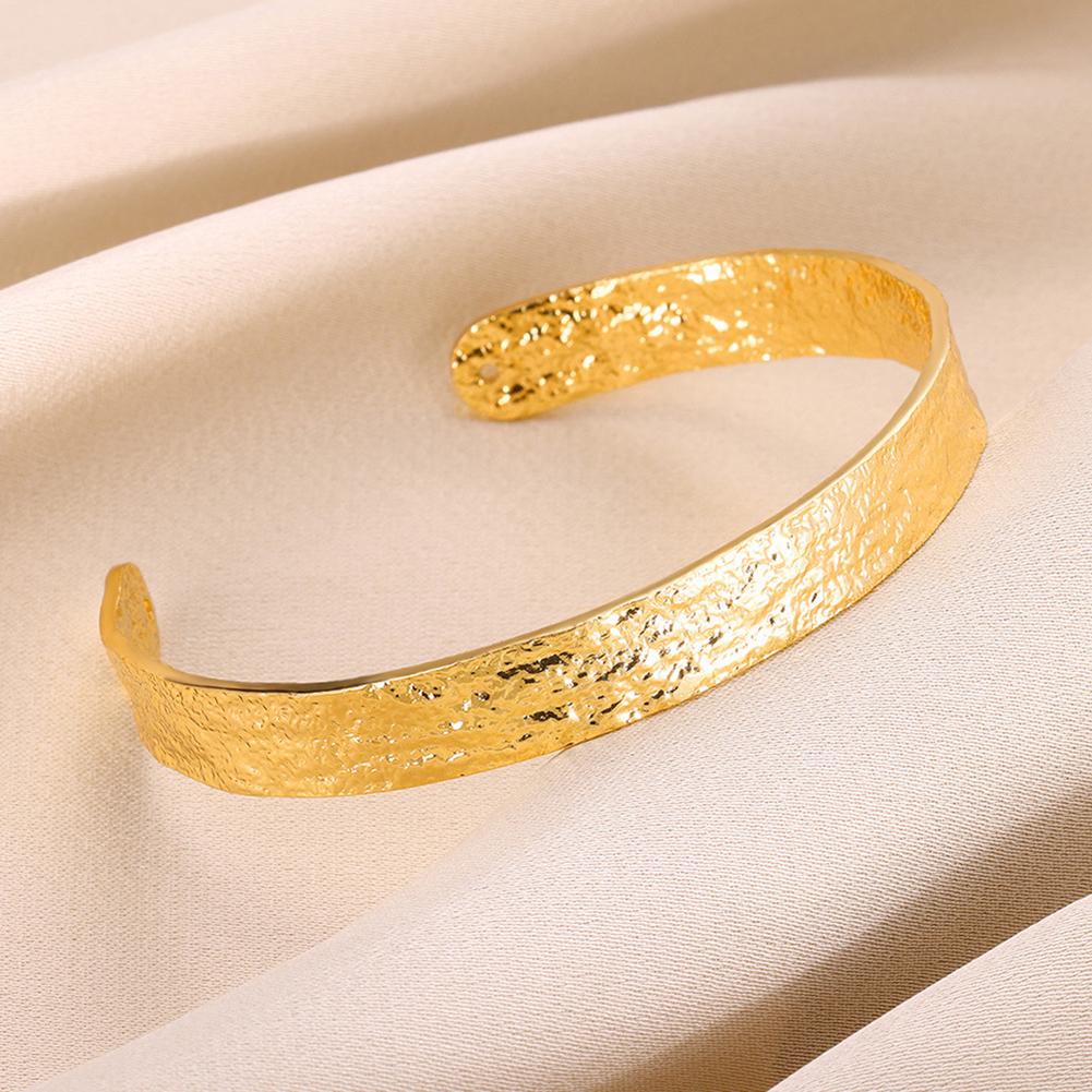 Gold Color Dainty Flowers Open Cuff Bangle Stainless Steel Bracelet For Women Wedding Party Vacation Jewelry Accessories Gifts