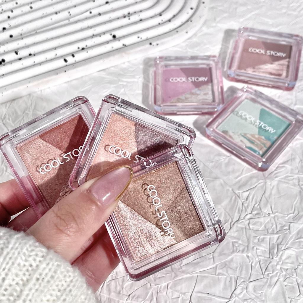 3-color Caramel Chocolate Eyeshadow Palette Pearlescent Whitening Mini Eye Shadow Palette Waterproof Glitter Powder Set Portable