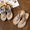 Women'S Bohemia Sandals Summer Vintage Beach Beaded Ankle Strappy Sandal Athletic Hiking Shoes Outdoor Walking Shoe For Woman