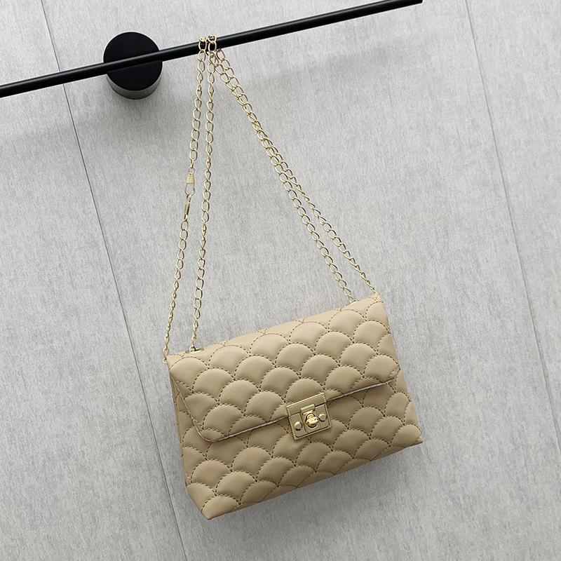 Fish Embroidered Messenger Bag Trendy Fashion Simple Lock Small Square Bag Women's Shoulder Bag