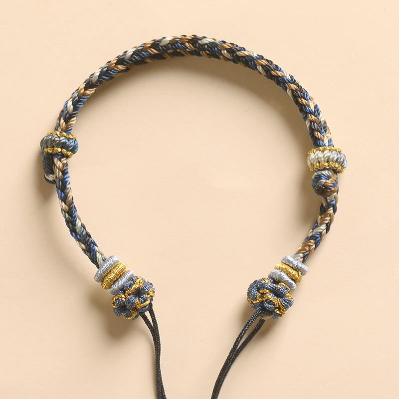 Achtsträngige handgeflochtene Kordel mit Panchang-Knoten für Damen-DIY-Schmuck - Goldener, Bernstein- oder Jadepfad.