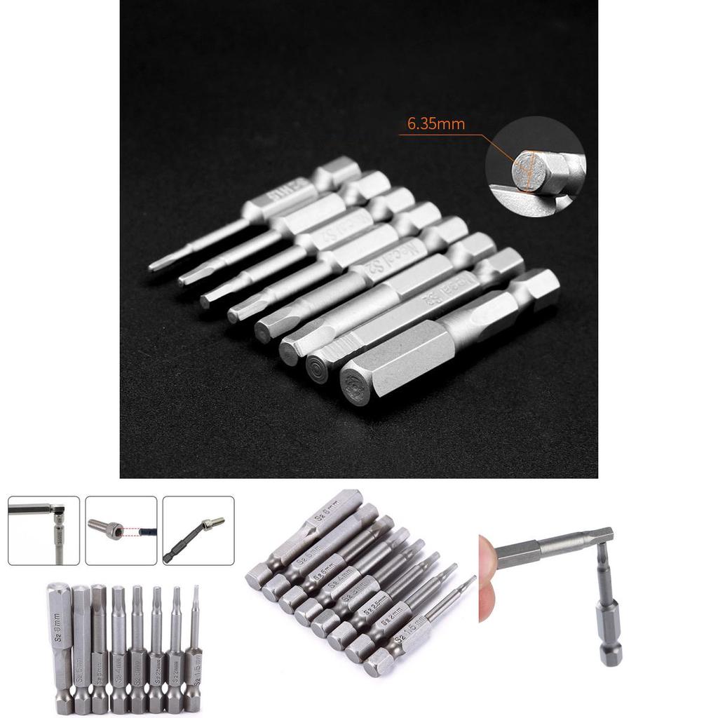 Außergewöhnliches 8-teiliges Sechskant-Lang-Inbusschlüssel-Bit-Set mit Schnellwechsel-Magnet-Schaftdesign