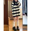 Gothic Sweaters Women Harajuku Punk Knitted Stripes Jumper Vintage Plus Size Loose Long Sleeve Pullover Tops Streetwear