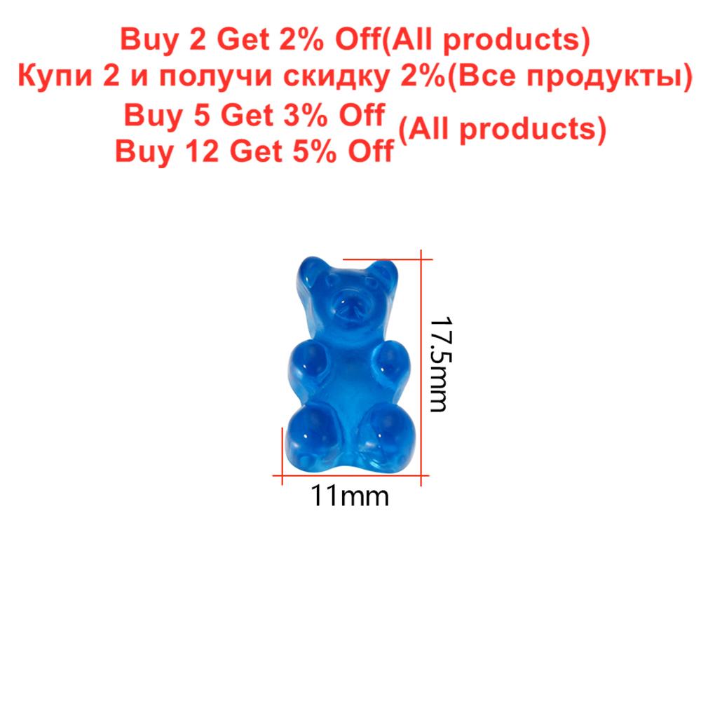 10Pcs/Lot Candy Color Resin Mini No Hole Bear Charms Pendants for DIY Earrings Necklace Bracelet Jewelry Making Accessories