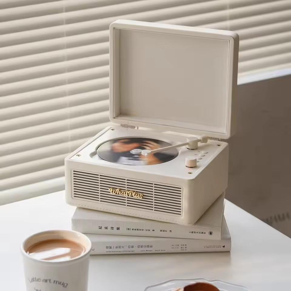 WhatPlus C300 Retro CD Player with High Resolution Sound Quality Bluetooth Stereo Audio Player Retro Portable Outdoor Speaker