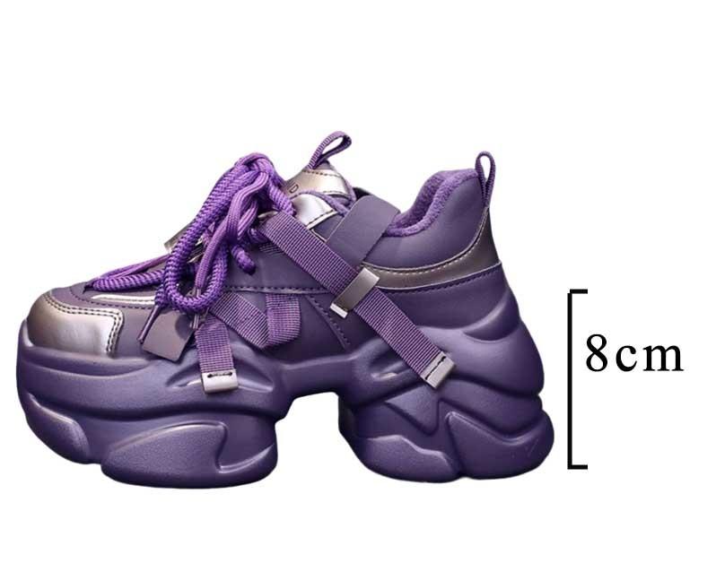 Fashion 8CM Winter Women Chunky Warm Fur Sneakers High Platform Sports Dad Shoes Woman Bling Leather Casual Snow Shoes Zapatillas Mujer