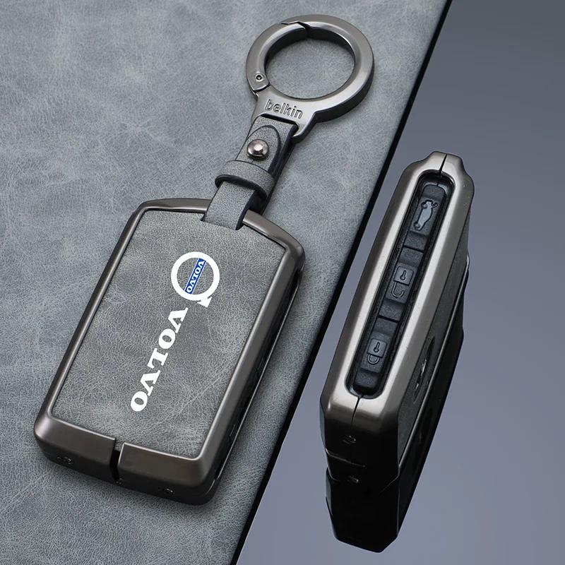 Zinc Alloy Leather Car Remote Key Case Cover for Volvo S60 S90 XC40 XC60 XC90 V60 V90 T6 T8 Auto Key Shell Protection Accessary