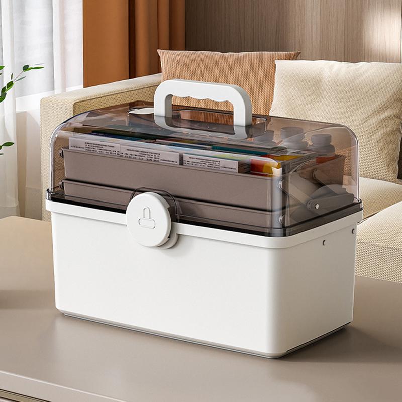 3 Tier Medicine Box Portable 3-Layer Multifunctional Medicine Container Large Capacity Transparent Medicine Box With Carrying