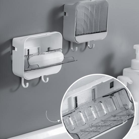 Premium Free Punch Durable Sturdy Soap Dish Draining Rack Holder Gadget Soap Dish