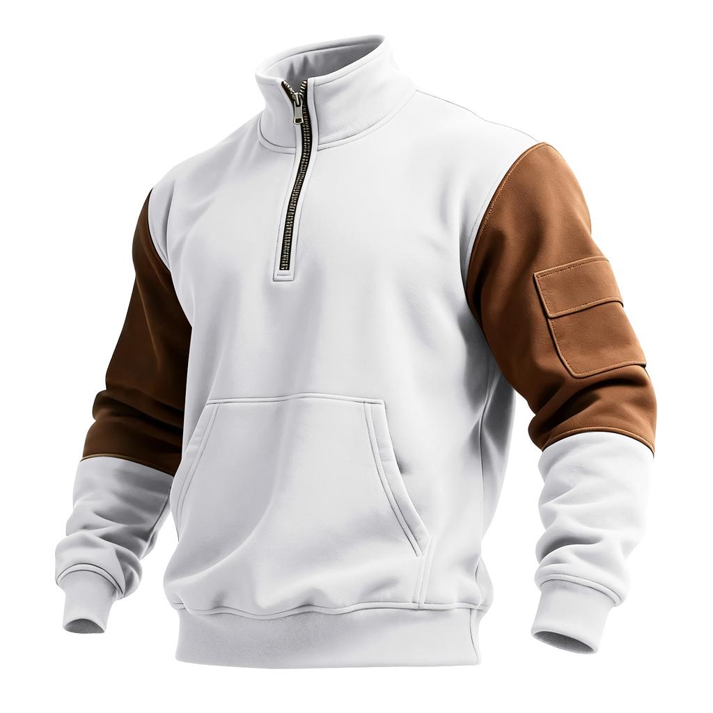 Men's Colorblock Half Zipper Sweatshirt Men's Sports Large Size Casual Sweatshirt