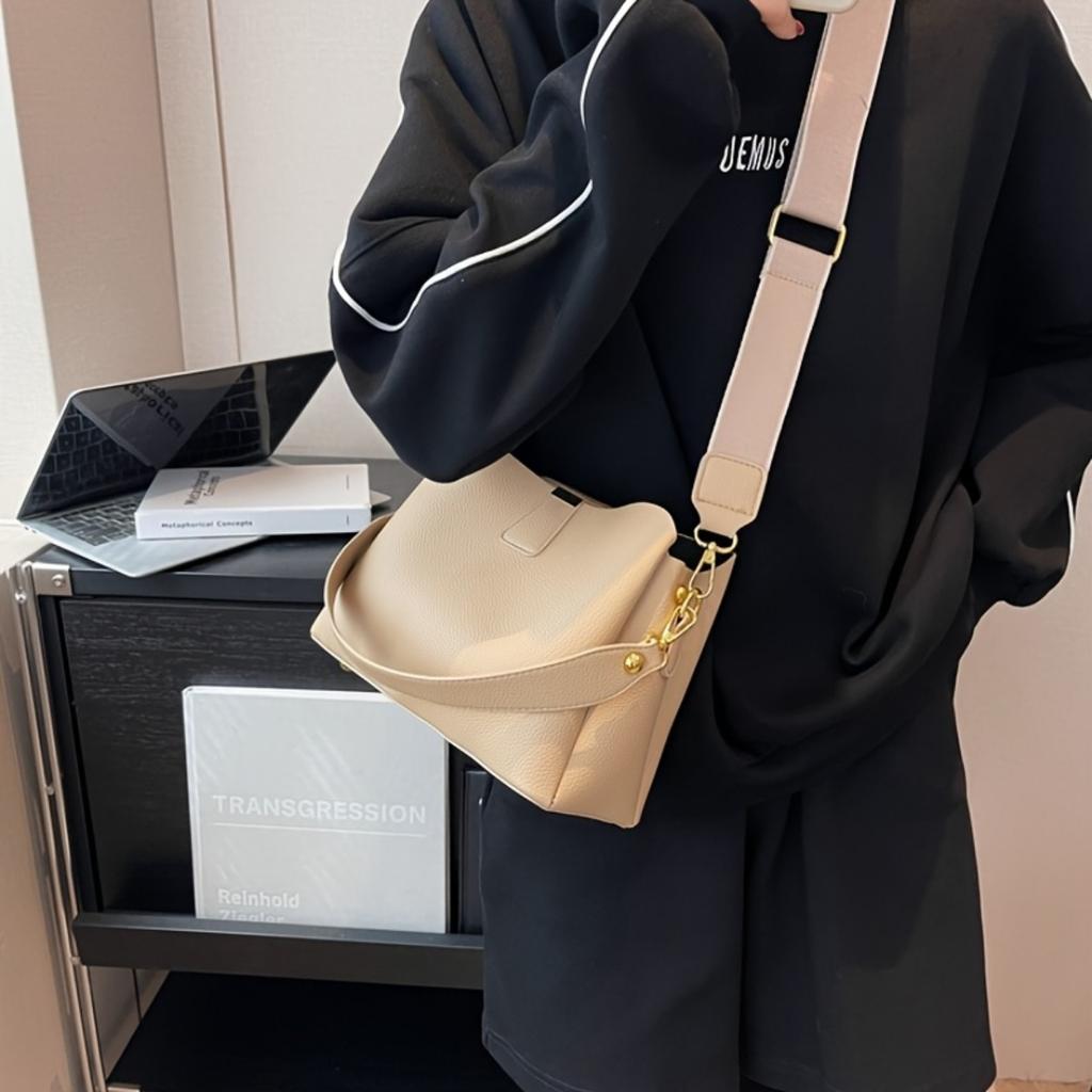 Dámská módní kabelka z umělé kůže, jednobarevná taška přes rameno s nastavitelným popruhem, zapínání na zip, multifunkční crossbody taška