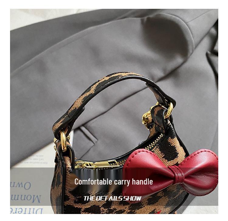 Girls' Leopard Print Mini Bow Handbag: Autumn/Winter Crossbody Shoulder Bag