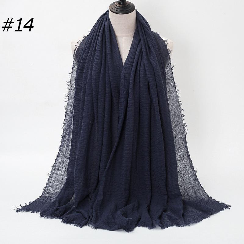 Solid Color Wrinkled Cotton-Linen Feel Women's Headscarf with Fur Edge