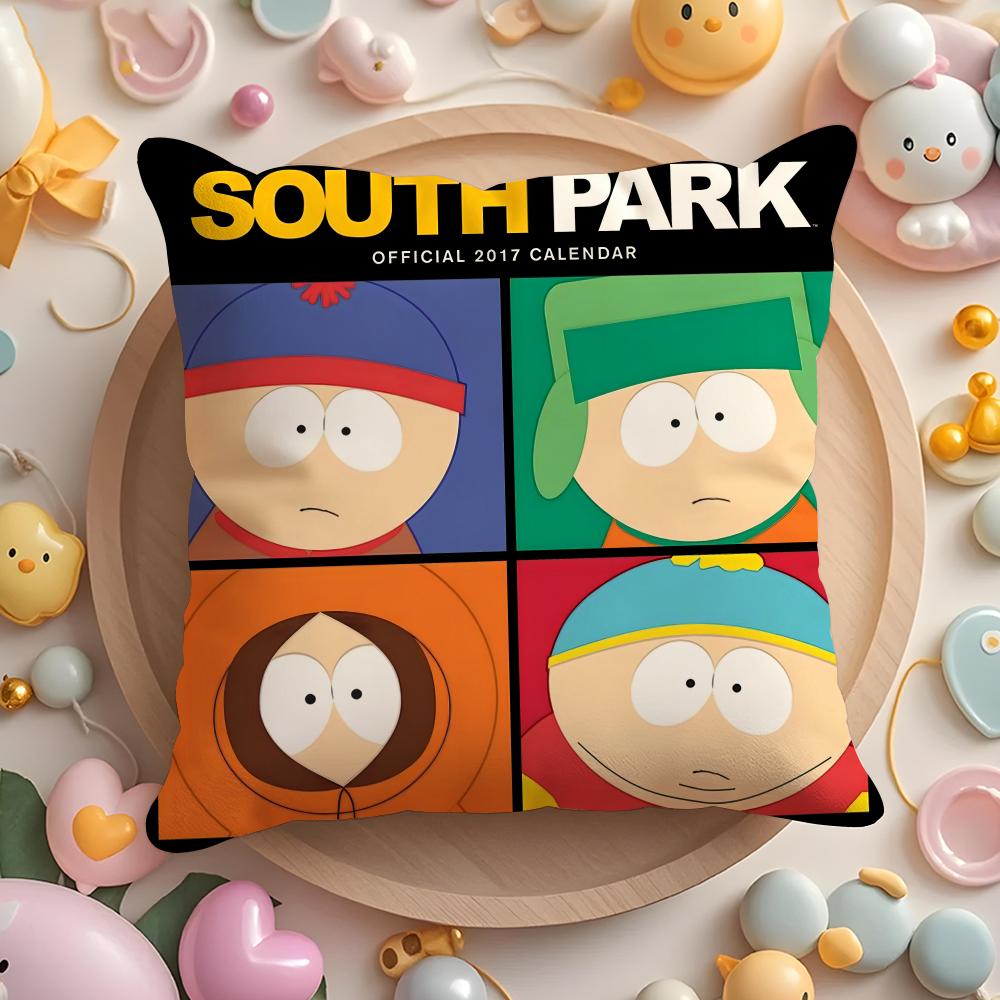 Hot Funny Anime S_Souths P_Park Cushion Cover Plush Fabric Soft Double-Sided Printed Sofa Pillow Case Colorfast Home Decor Gift