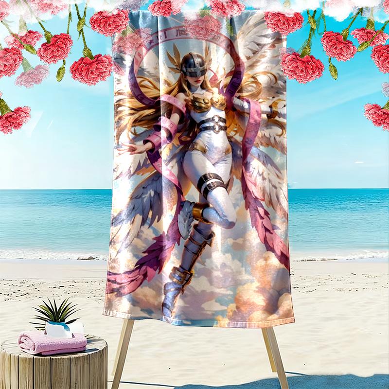 Angewomon Print Beach Towel, Large Soft Quick Dry Towel for Beach Camping Swimming
