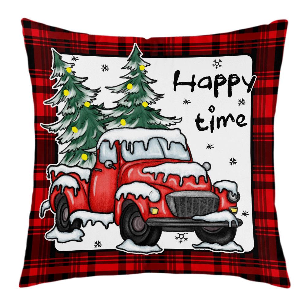 New Christmas Short Plush Pillow Cover Peach Skin Digital Printing Cushion Cover Christmas Snowman Pattern
