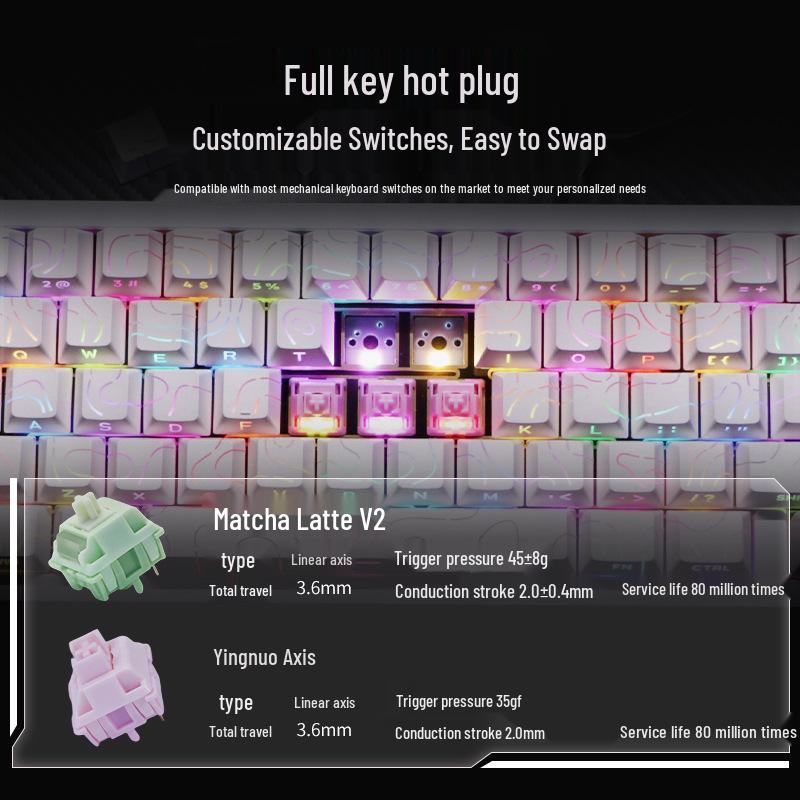 Ultra-Thin Bluetooth Mechanical Keyboard - Three-Axis Design, Office Gasket Structure, PBT Keycaps, Aluminum Build, Portable for Tablets