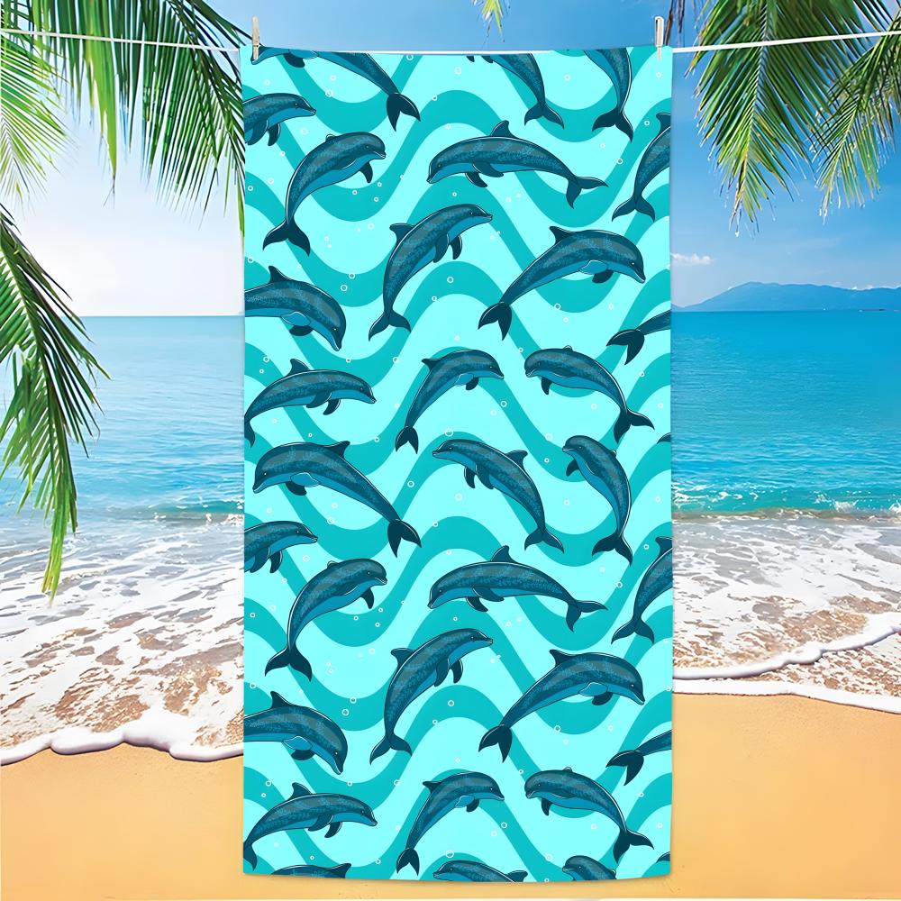 D-Dolphin Towel Polyester Beach Towel Quick Dry Sand Free Bath Towel For Summer Pool Travel Vacation