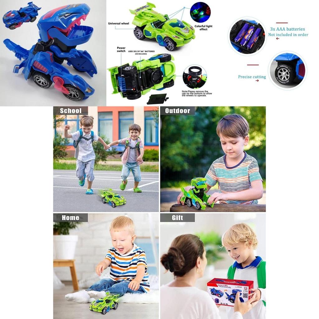 Elektrisches Dinosaurier-Transformationsauto mit LED-Lichtern und Soundeffekten