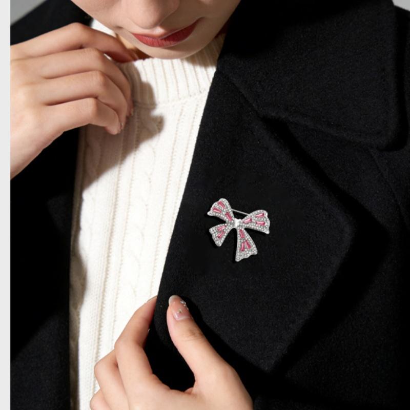 Luxury Slightly Inlaid With Zirconium Bow Brooch Exquisite Small Brooch For Women Suit Collar Shirt Accessories Corsage