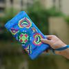 Mulheres étnicas artesanais bordadas pulseira embreagem Bolsa bolsa com zíper carteira longa