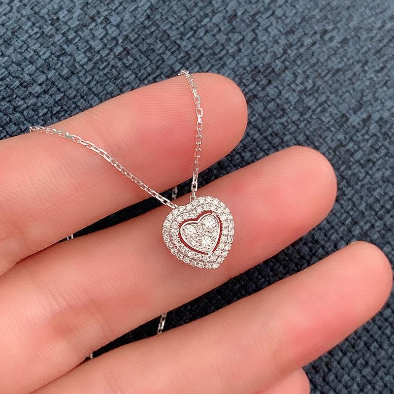 Romantic Hollow Out Heart Crystal Pendant Necklace For Women With Zirconia Stone Wedding Necklace Fashion Lovers Jewelry Gifts